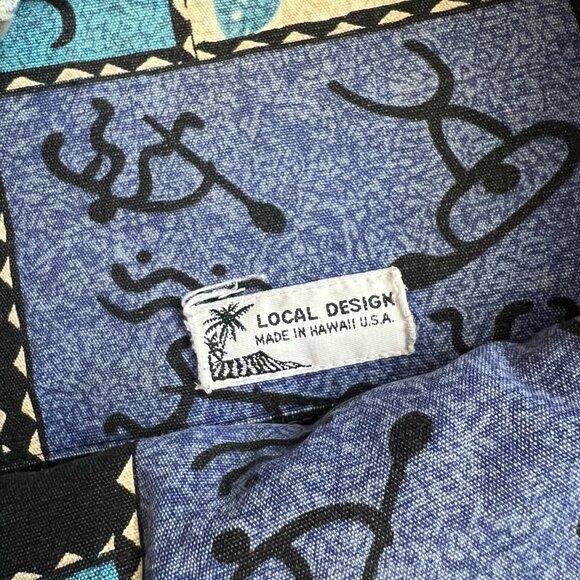 Tropical Hawaiian Reversible Tote Local Design USA Turtle Tribal Print Cotton - Picture 5 of 8